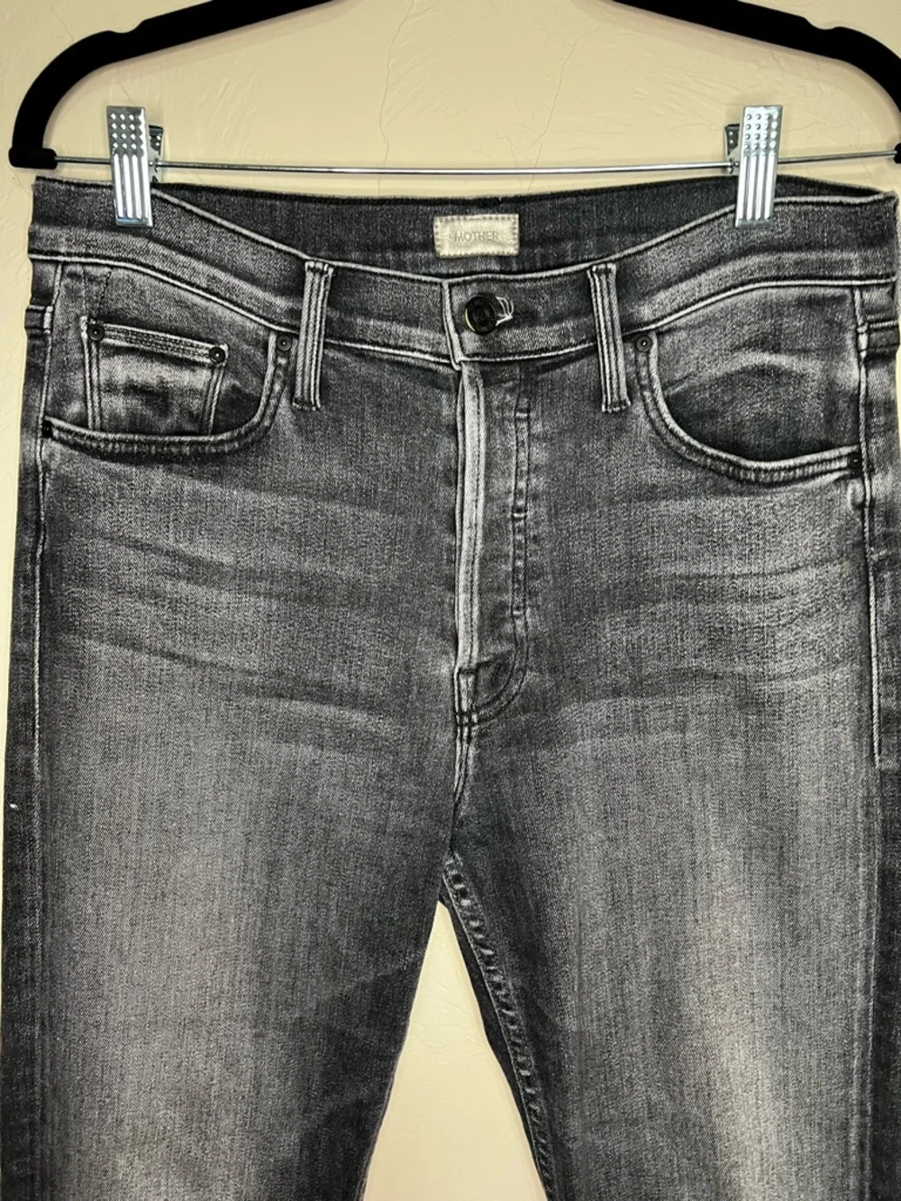 MOTHER Straight Leg Jeans in Washed Black